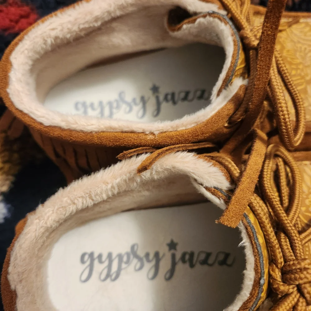 Gypsy Jazz Brown Ankle Boots with Fringe - Picture 5 of 5